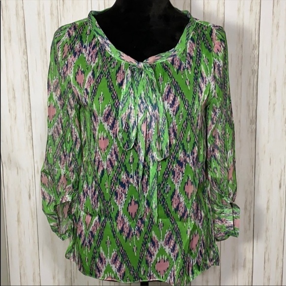 YA Los Angeles green sheer blouse tie - Picture 1 of 8